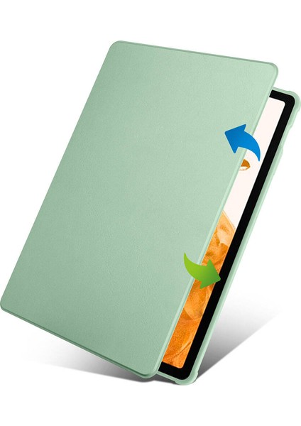 Samsung Galaxy Tab S9 Plus Kılıf Uyumlu Termik Kalem Bölmeli Dönebilen Standlı Kılıf-Mavi