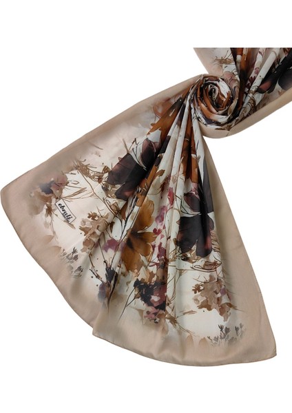 Ebruli Cotton Vual Çiçek Desenli Şal 75X190 cm