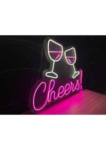 Neon LED Tabela Dekoratif Aydınlatma -Cheers, 40X40CM-