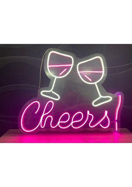 Neon LED Tabela Dekoratif Aydınlatma -Cheers, 40X40CM-