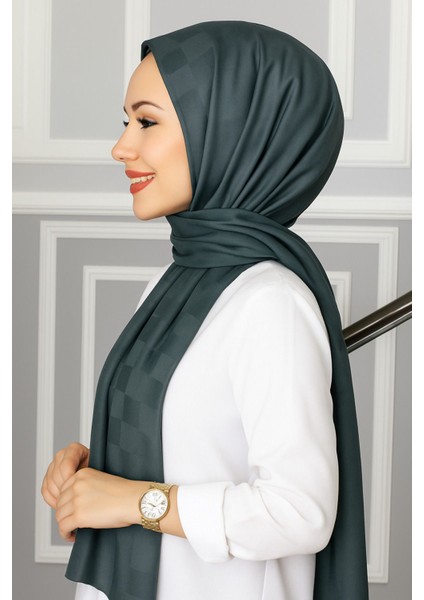 Emproyal Silver Jakar Dama Desenli Şal 75X190 cm
