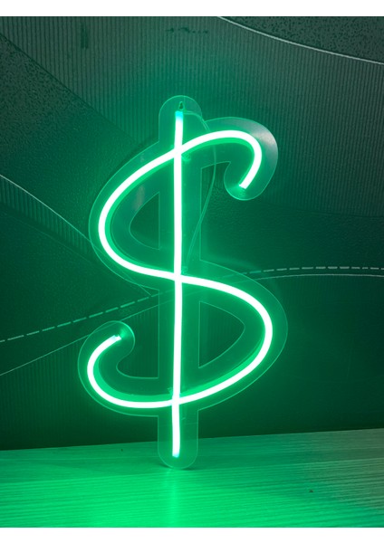Neon LED Duvar Dekoratif Aydınlatma -Dolar, 20X11CM- fırsatları