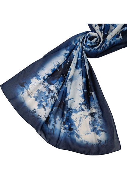 Ebruli Cotton Vual Çiçek Desenli Şal 75X190 cm