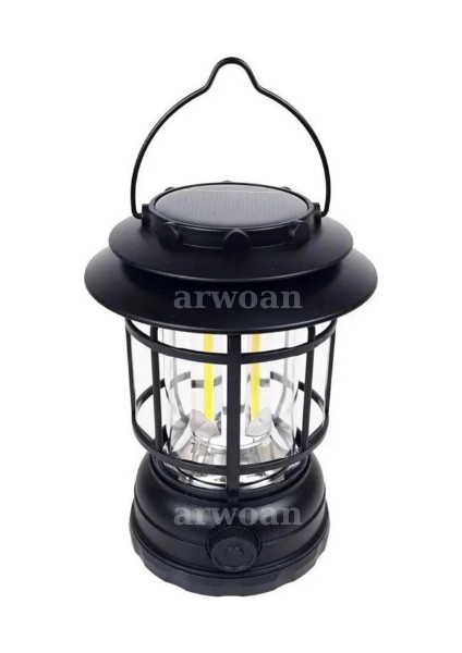 Güneş Enerjili Solar Nostaljik Işığı Ayarlanabilir Ledli Kamp Feneri Lamba Işıldak USB Şarjlı