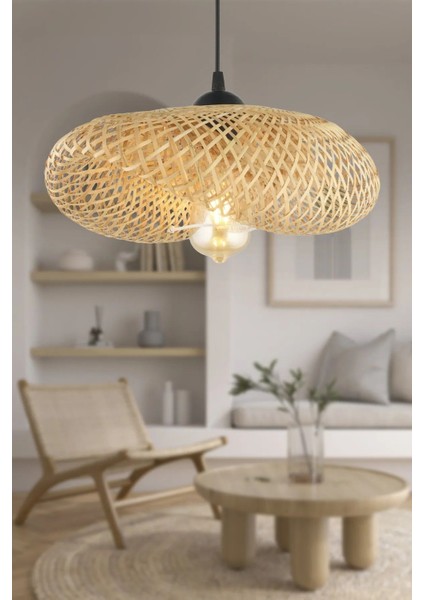 Cowboy Model Tekli Rattan Bambu Modern Tasarım Iskandinav Bohem Sarkıt Avize