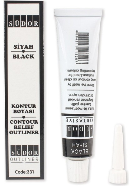 Cam Boyası 6 Renk 20 ml ve Siyah Kontur Boyası 1 Paket Cam Vitray Boyama Seti Südor