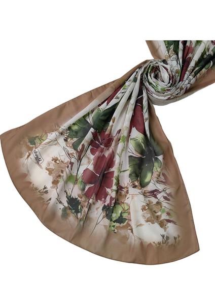 Ebruli Cotton Vual Çiçek Desenli Şal 75X190 cm