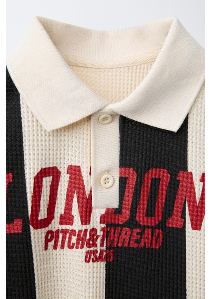Erkek Çocuk Pamuklu Çizgili London Yazılı T-Shirt ve Nakışlı Jean Takım fırsatları
