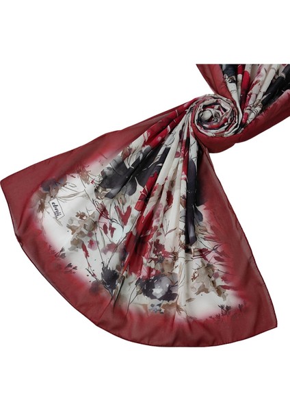 Ebruli Cotton Vual Çiçek Desenli Şal 75X190 cm