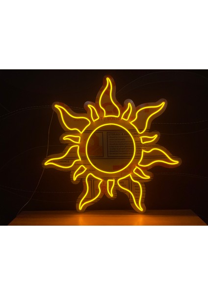 Neon LED Tabela Dekoratif Aydınlatma -Güneş, 60X60CM-