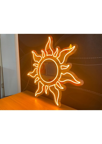 Neon LED Tabela Dekoratif Aydınlatma -Güneş, 60X60CM-