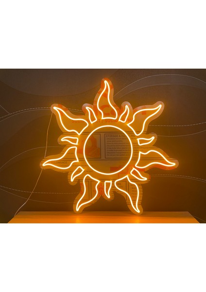 Neon LED Tabela Dekoratif Aydınlatma -Güneş, 60X60CM-