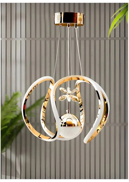 Damla Tek Toplu Taçlı Ledli Gold 3 Renk Ledli - Salon-Oturma Odası- Hol - LED Avize Aydınlatma