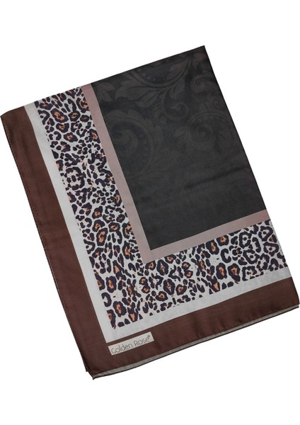 Ecenur Soft Pamuk Leopar Desenli Etnik Şal
