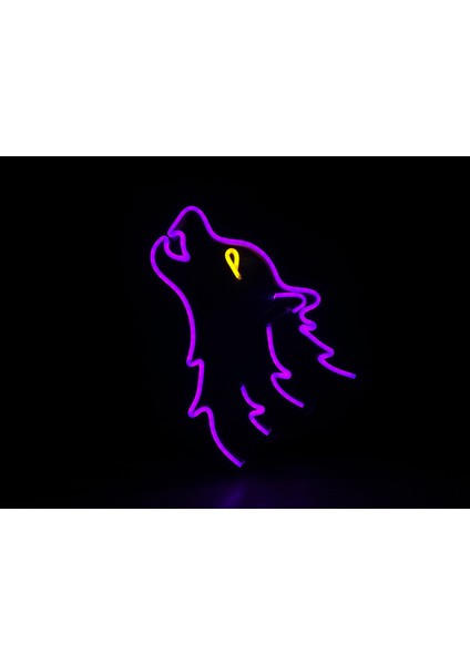 Neon LED Duvar Dekoratif Aydınlatma -Kurt, 23X25CM-