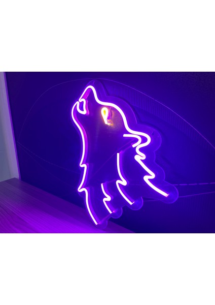 Neon LED Duvar Dekoratif Aydınlatma -Kurt, 23X25CM- modelleri