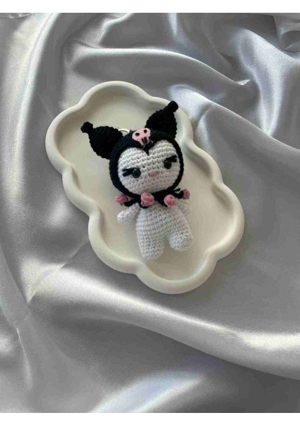 Amigurumi Anahtarlık El Yapımı Kuromi 12 cm Siyah