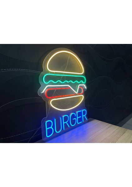 Neon LED Tabela Dekoratif Aydınlatma -Burger, 50X70CM- modelleri
