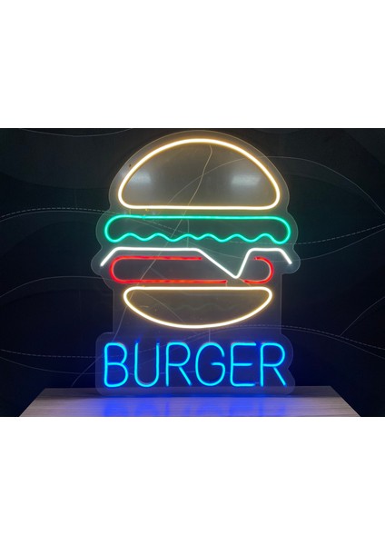 Neon LED Tabela Dekoratif Aydınlatma -Burger, 50X70CM- fırsatları