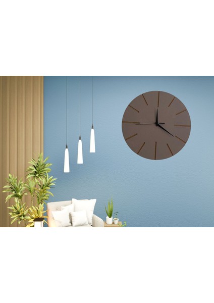 Ahşap Minimal Dekoratif Duvar Saati - 33x33 cm Vizon