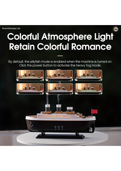 Titanic Gemi Model Hava Nemlendirici Aroma Difüzörü Uzaktan Kumanda 250ml Kapasite