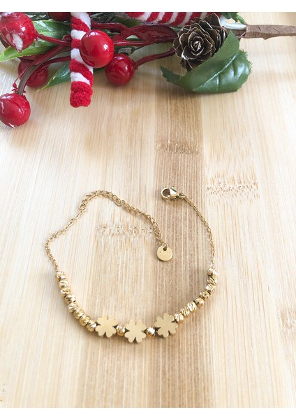 Yonca Detaylı Dorika Gold Paslanmaz Çelik Kadın Bileklik modelleri