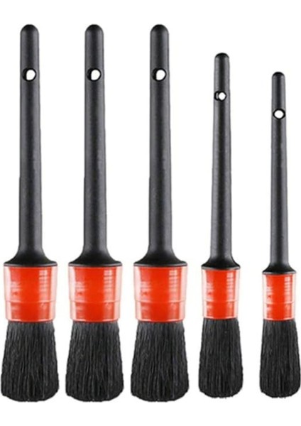 5 Parça Kırmızı Siyah Pp Detaylı Temizlik Fırça Seti
