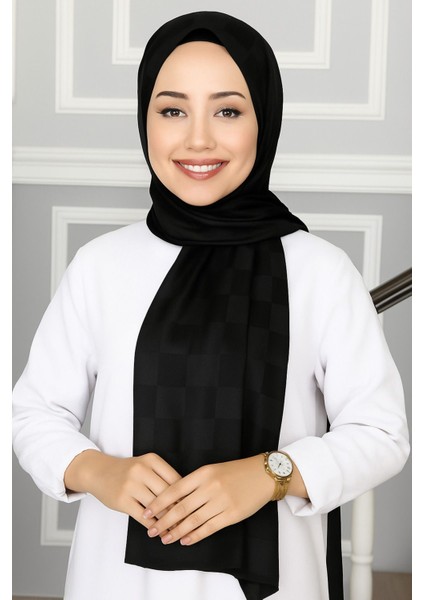 Emproyal Silver Jakar Dama Desenli Şal 75X190 cm
