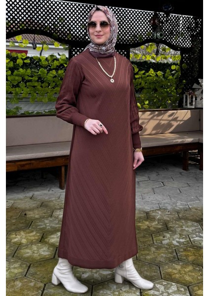 Yağmur Triko Elbise Kahve
