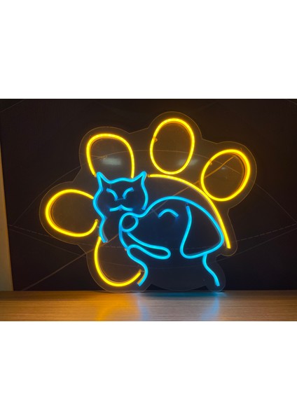 Neon LED Dekoratif Aydınlatma -Kedi Köpek, 45X35 Cm- modelleri