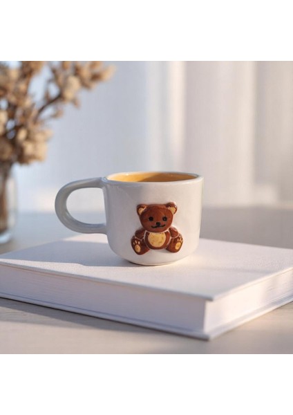 El Yapımı Seramik Kupa 3D Ayıcık Figürlü Kupa Bardak 200 ml Mug Hayvan Desenli Tatlı Tasarım Kupa