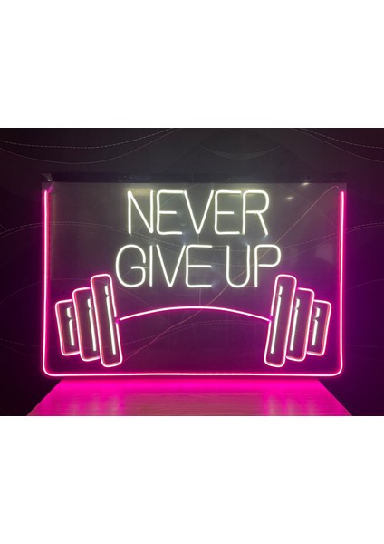 Neon LED Dekoratif Aydınlatma -Newer Give Up, Spor 60X35CM- modelleri