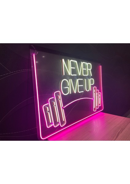 Neon LED Dekoratif Aydınlatma -Newer Give Up, Spor 60X35CM- fırsatları