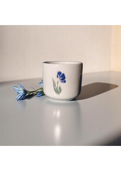 El Yapımı Seramik Double Türk Kahvesi ve Espresso Fincanı, Çiçek Desenli 2 Adet Fincan, 110 ml Kupa