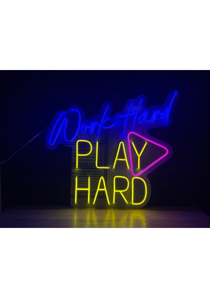 Neon LED Dekoratif Aydınlatma -Work Hard Play Hard, 50X50CM- fiyatları