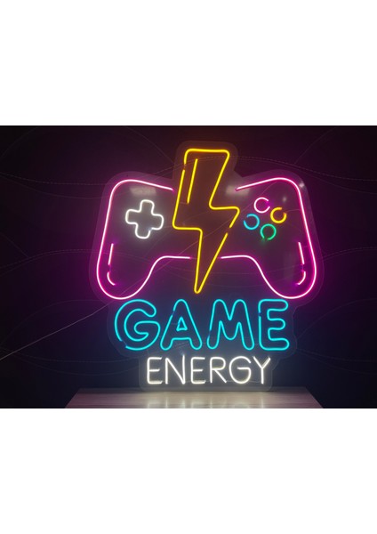 Neon LED Dekoratif Aydınlatma -Game Energy, Oyun Kol, Gamer 60X60CM-