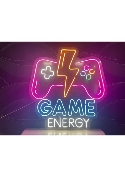 Neon LED Dekoratif Aydınlatma -Game Energy, Oyun Kol, Gamer 60X60CM- modelleri