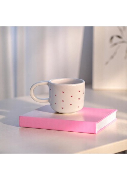 El Yapımı Seramik Kupa - Minimal Pembe Kalpli Kupa Bardak - 200 ml Mug Kalp Desenli Kahve Bardağı fiyatları