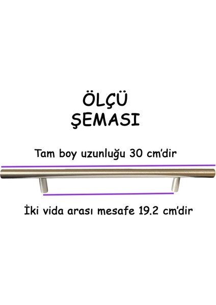 Boy Kulp Inox 192 mm Kulp Mobilya Mutfak Dolabı Çekmece Dolap Kapak Kulpu Kulbu Metal Kulpları