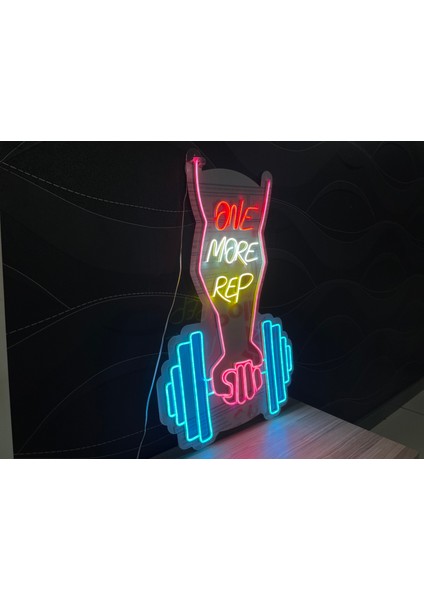 Neon LED Dekoratif Aydınlatma -One More Rep, Fitness, Spor, 40X60CM- fırsatları