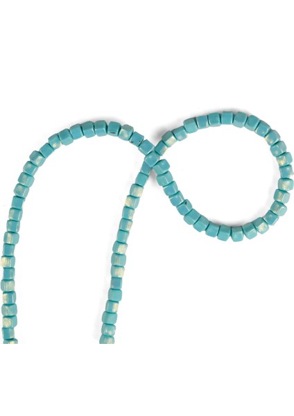 5 Mm Küp Model Fimo Mint Renk Üzeri Yaldız Sedefli Simli Mint Fimo Boncuk Dizisi Polimer Kil 40 Cm Dizi