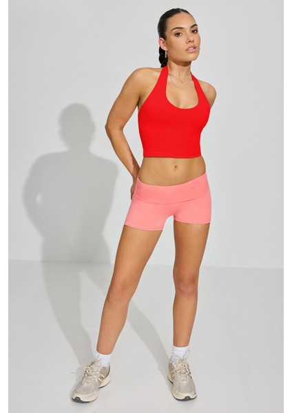 Kırmızı Halter Yaka Boyun Askılı Crop Top MG2456 fiyatları