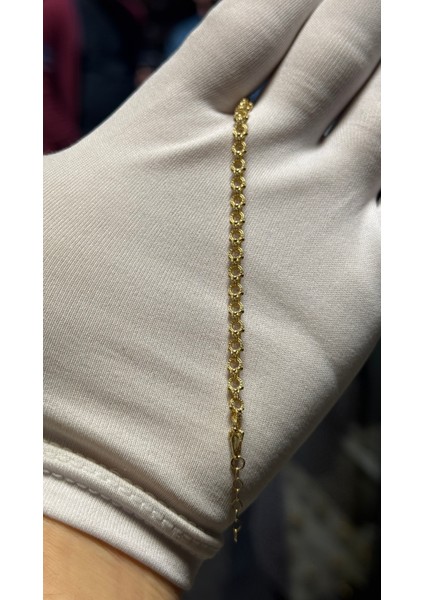 14 Ayar Altın Işlemeli Doç Zincir Bileklik