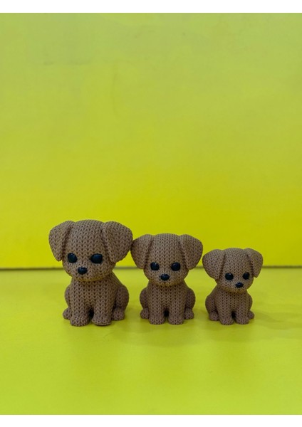 3'lü Dekoratif Örgü Desenli Köpek Biblo