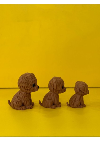 3'lü Dekoratif Örgü Desenli Köpek Biblo
