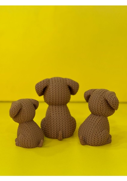 3'lü Dekoratif Örgü Desenli Köpek Biblo