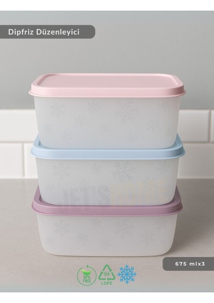 3'lü Dipfriz Saklama Kabı - No Frost Silikon Kapaklı | Derin Dondurucu Düzenleyici - Bpa Free - 675 ml fiyatları