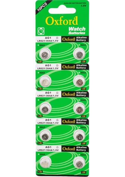 Oxford Ag1 LR621 Alkalin Saat Pili 10LU Paket * Tıanqıu (5024)