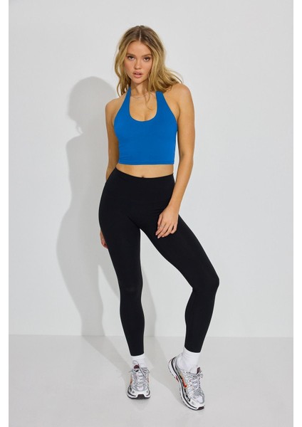 Mavi Halter Yaka Boyun Askılı Crop Top MG2456