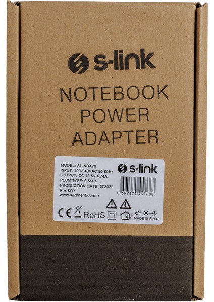 S-Lınk SL-NBA70 90W 19.5 Volt 4.74 Amper 6.5x4.4 Uçlu Sony Notebook Adaptör (Samsung LED Tv) (5024)